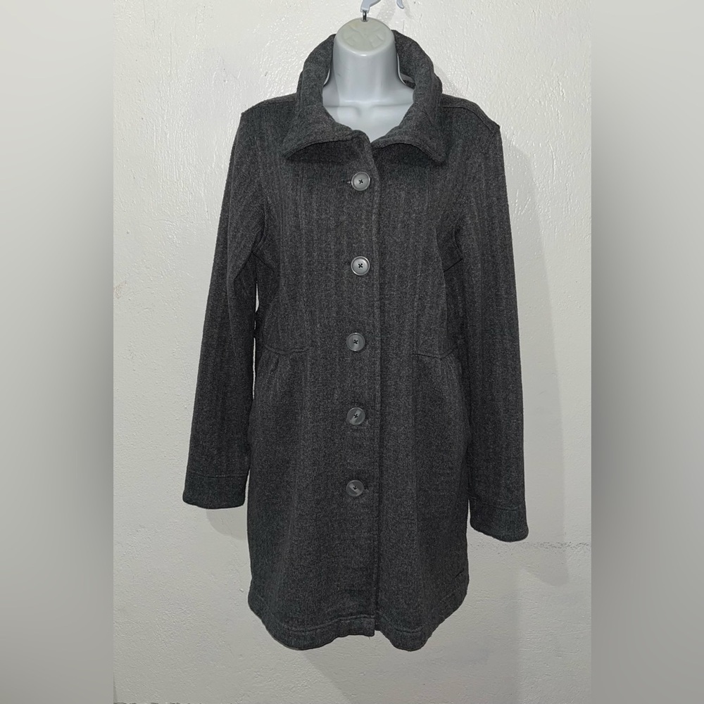 Patagonia Better Sweater Pea Coat Logo Fleece Button Up Jacket Women’s Sz L Gray